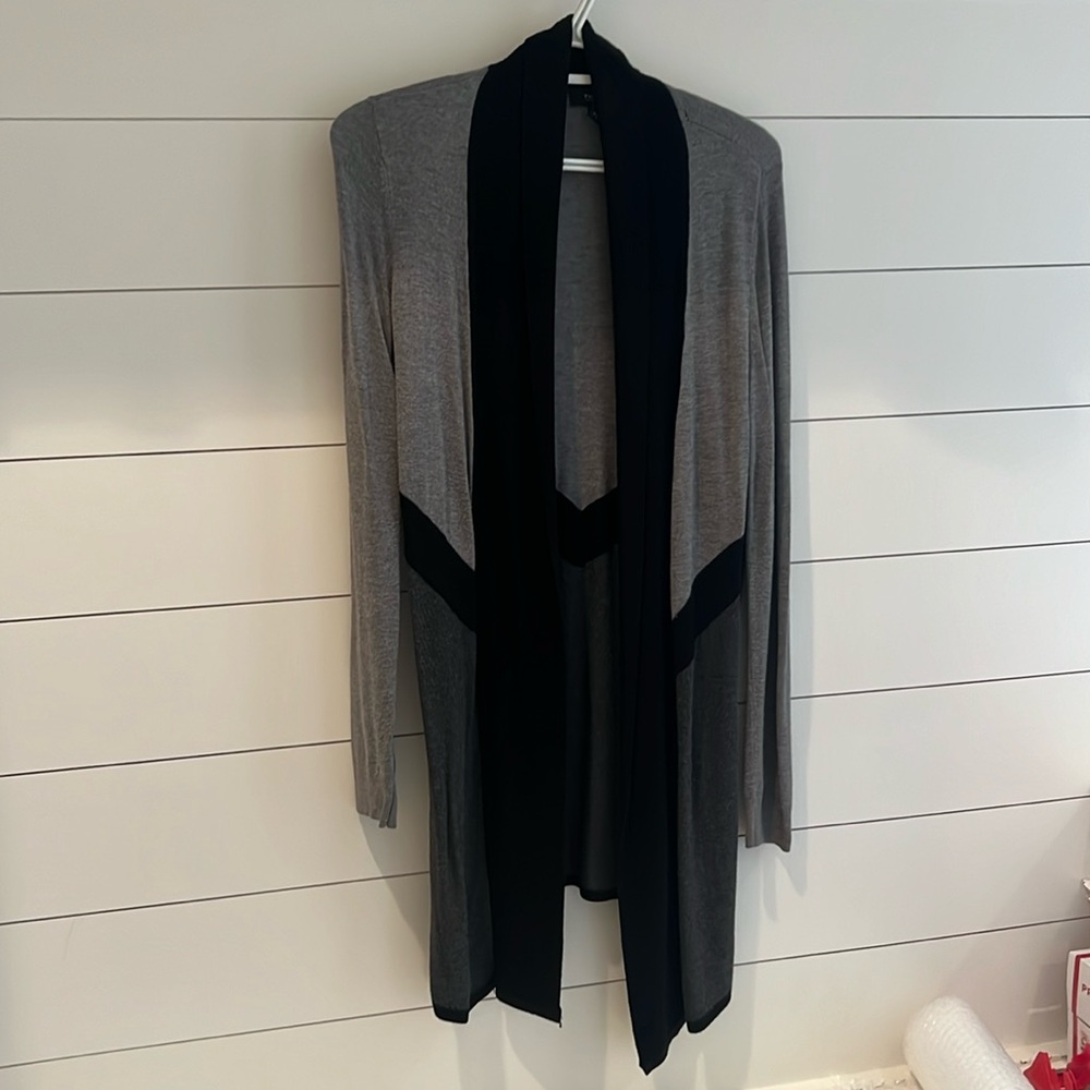 White House Black Market Black and Grey Cardigan